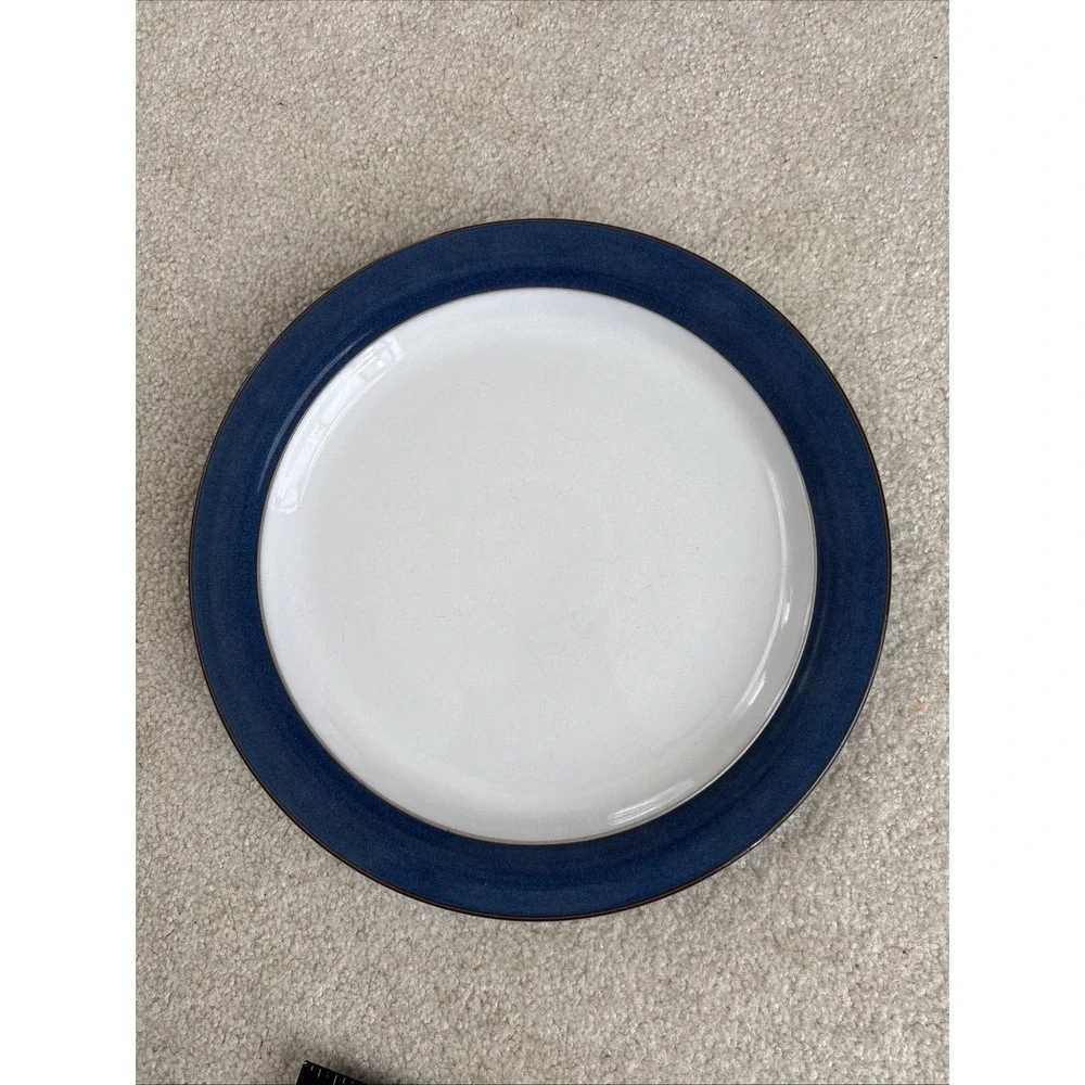 Denby Pottery Boston Blue Stoneware Dinner Plates Made in England 10.5